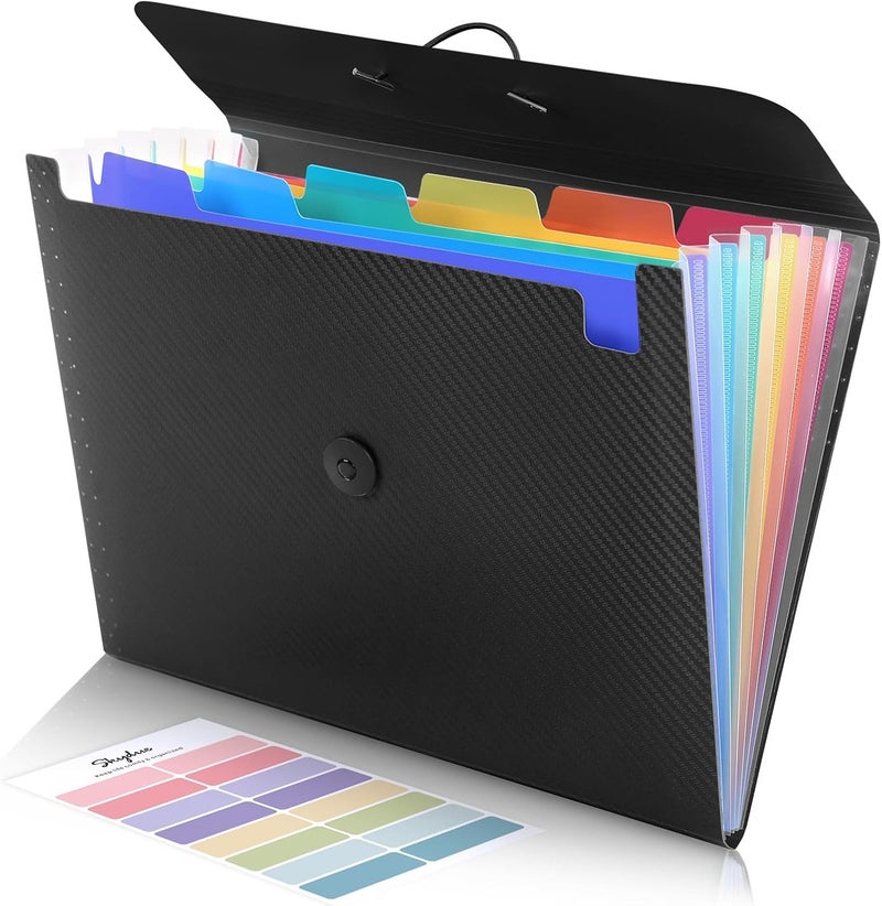 Skydue Accordion File Organizer, Expanding File Folder with 7 Pockets, Portable Receipt Paper Bill Document Organizer, Letter/A4 Size Filing Folder School Office Supplies, Black - Image 1